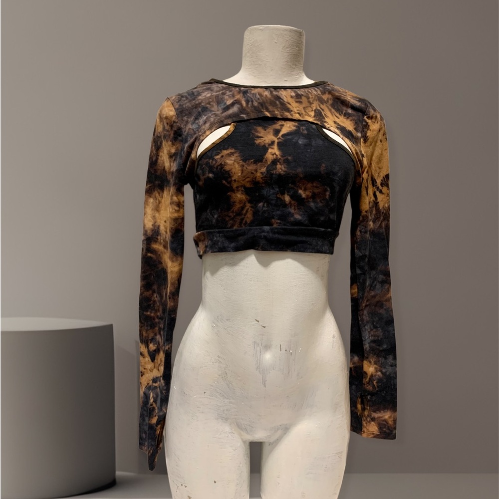 Cropped Long Sleeve Top Set Tie Dye